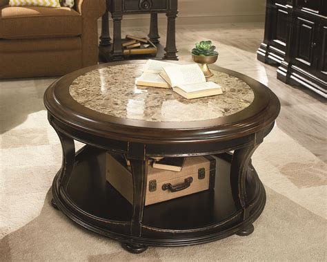 PFC Living Room Round Stone Top Cocktail Table with 